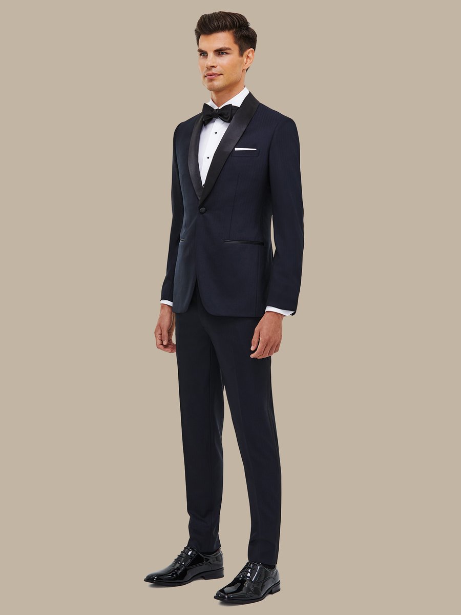 The Navy Herringbone Tuxedo — garment photograph