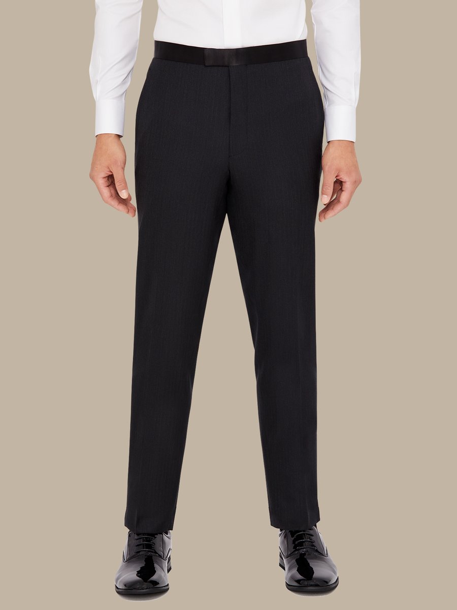 The Charcoal Herringbone Tuxedo Trousers — garment photograph