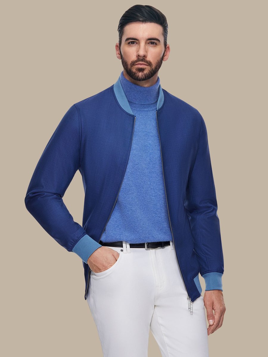 The Sky Sharkskin Bomber — garment photograph