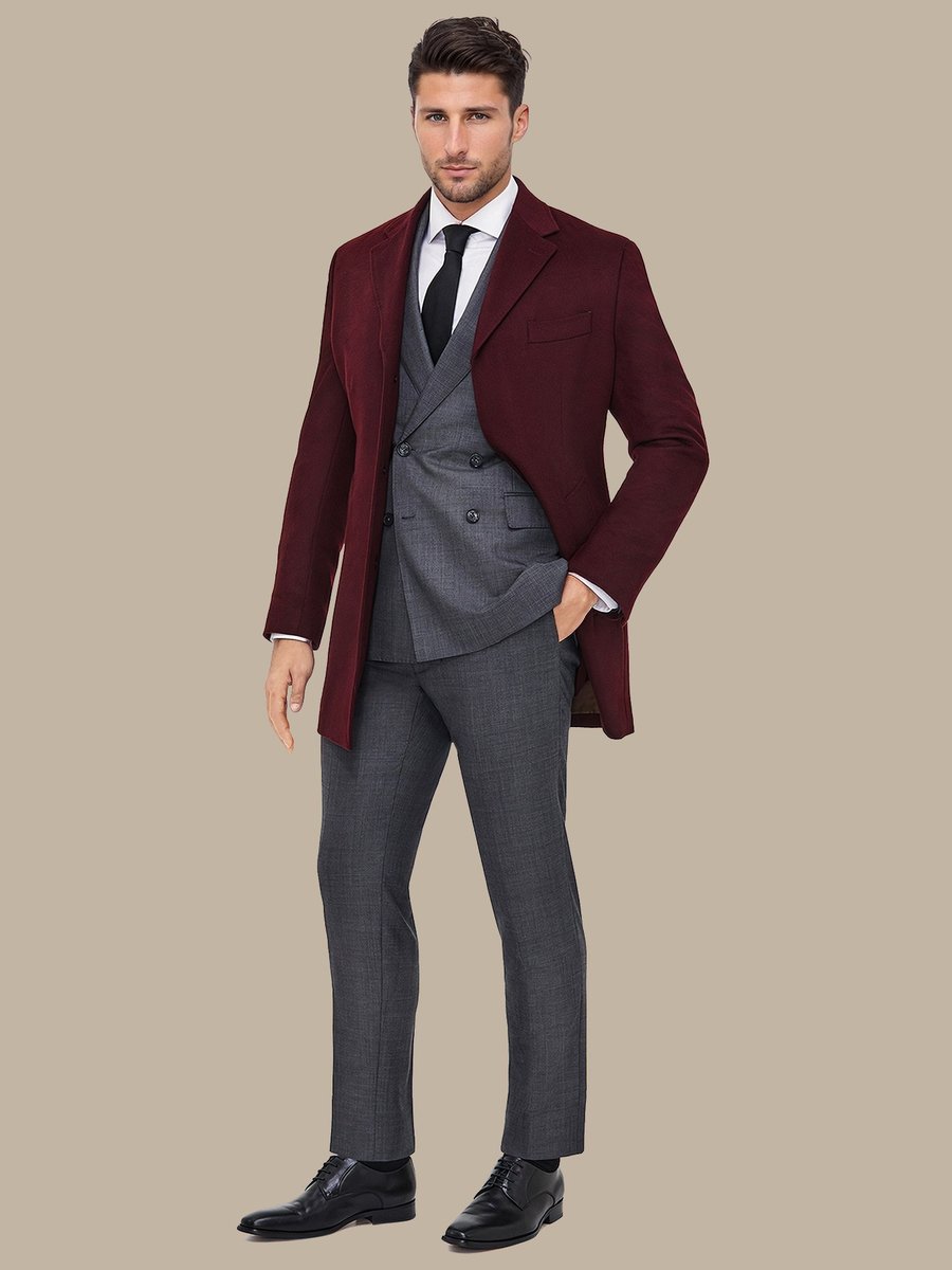 The Burgundy Wool Overcoat — garment photograph