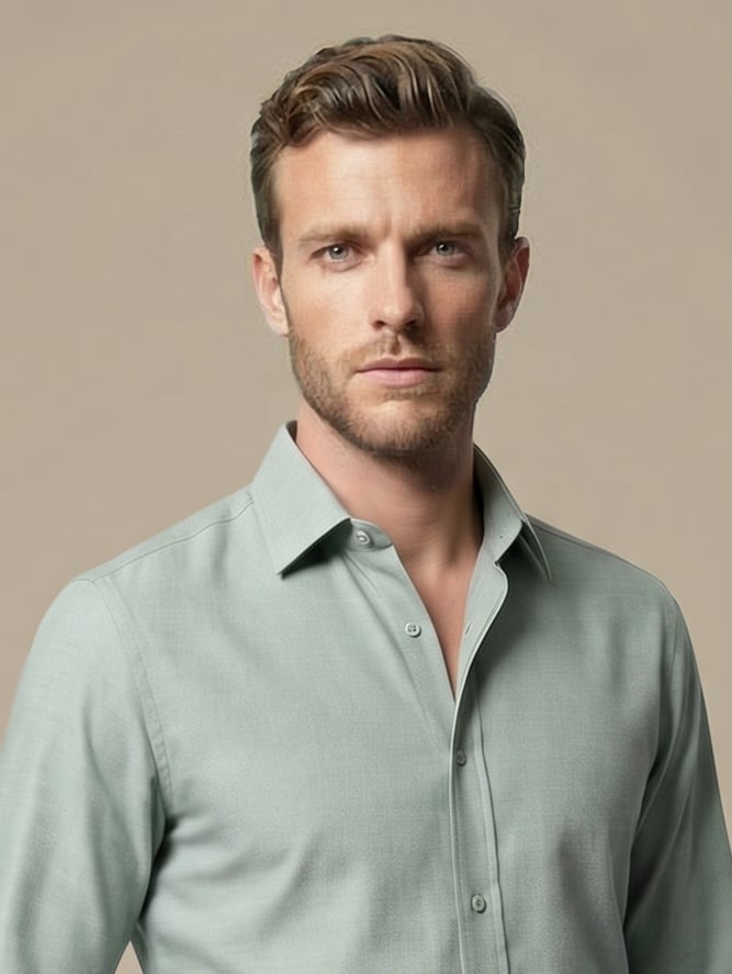 100's 2-Ply Green Shirt — garment photograph
