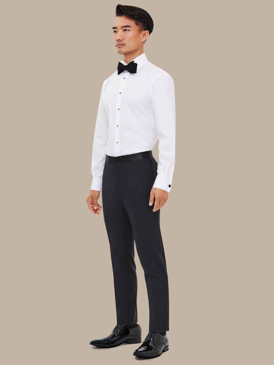 The Charcoal Worsted Tuxedo Trousers — garment photograph