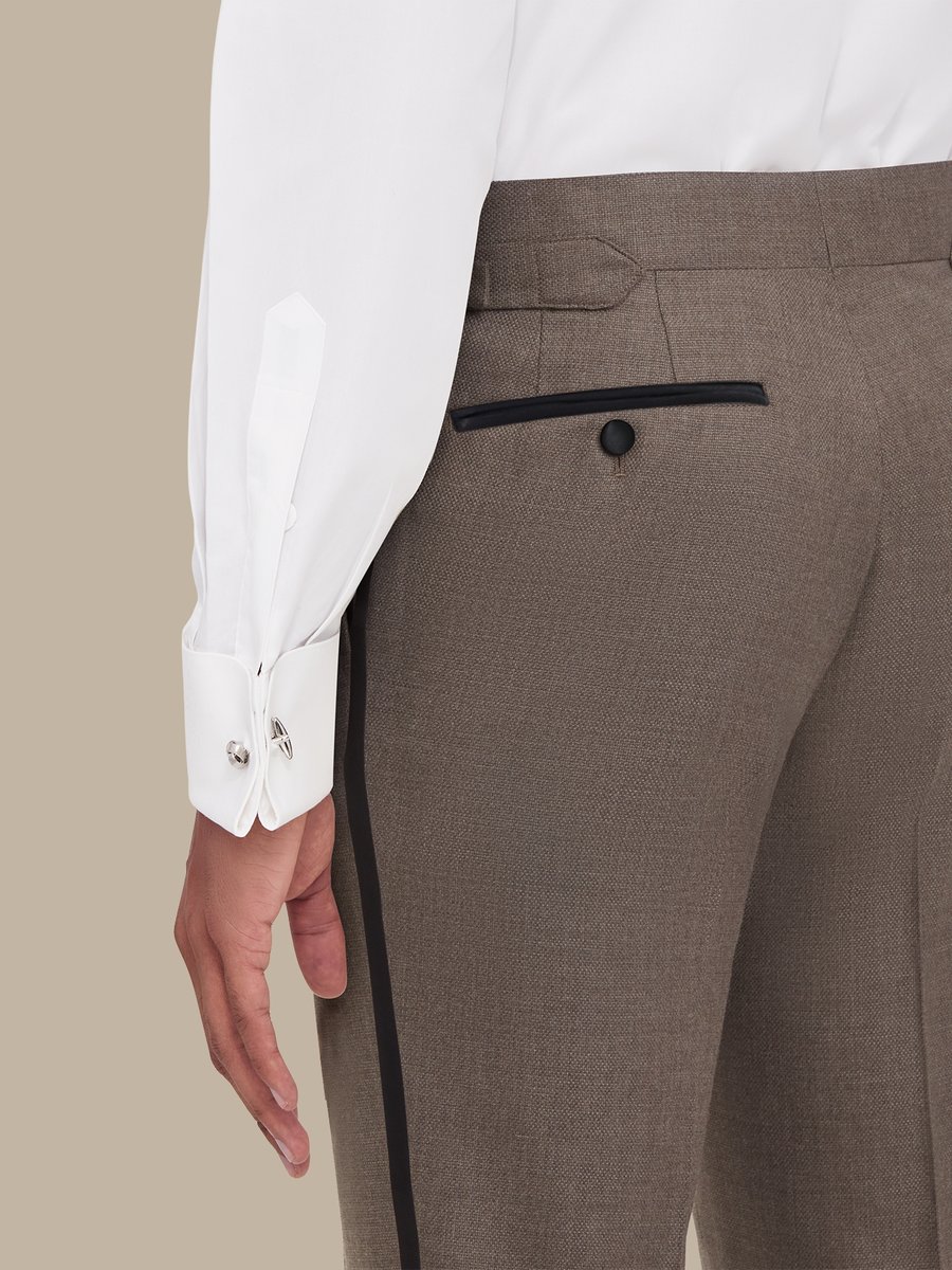 S180's Taupe Hopsack Tuxedo Trousers — garment photograph