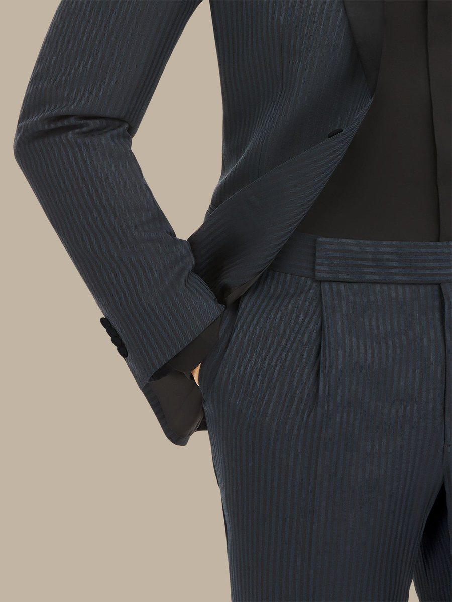 The Peacock Stripe Tuxedo — garment photograph