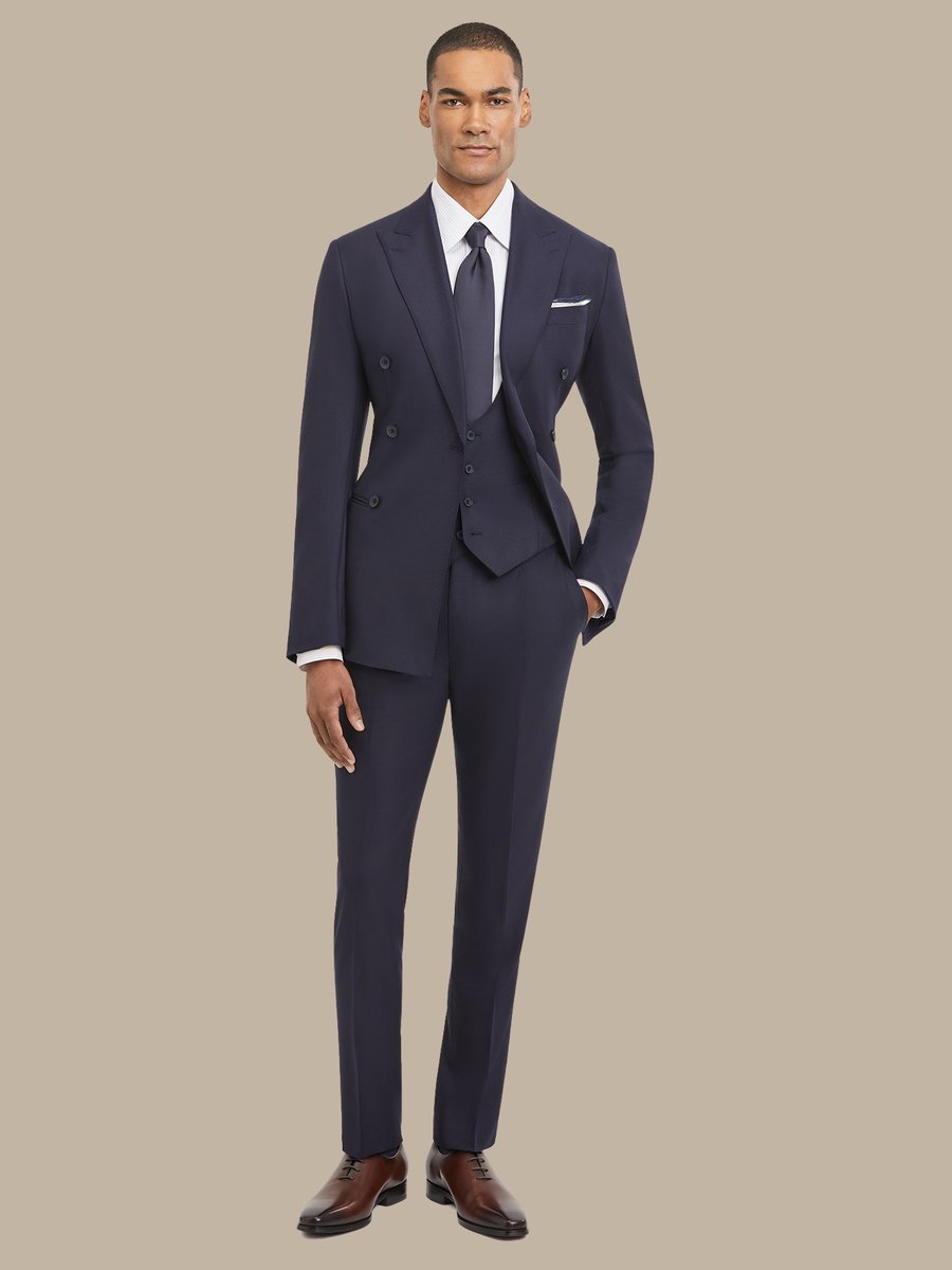 S180's Dark Blue Hopsack Waistcoat — garment photograph