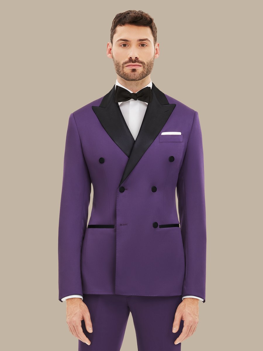The Plum Merino Three-Piece Tuxedo — garment photograph
