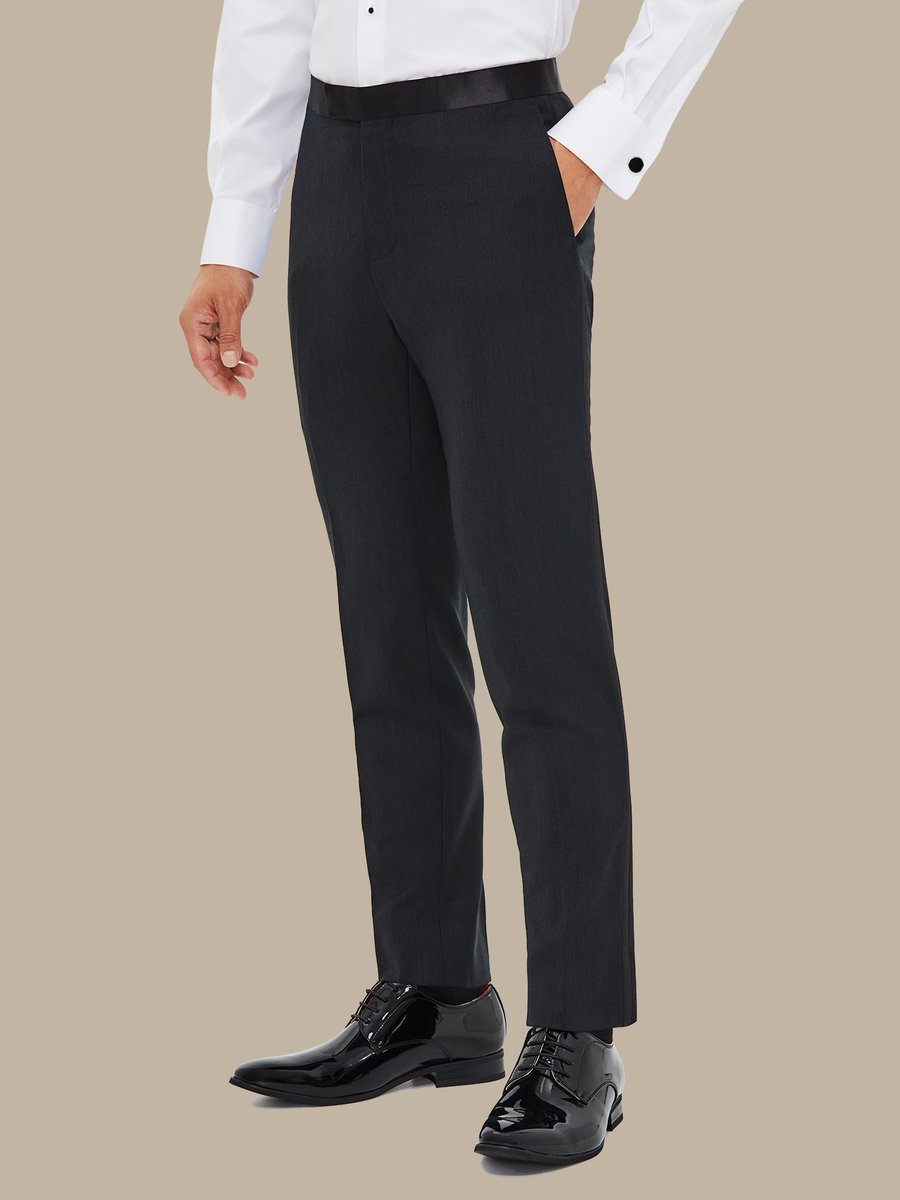 The Charcoal Worsted Tuxedo Trousers — garment photograph