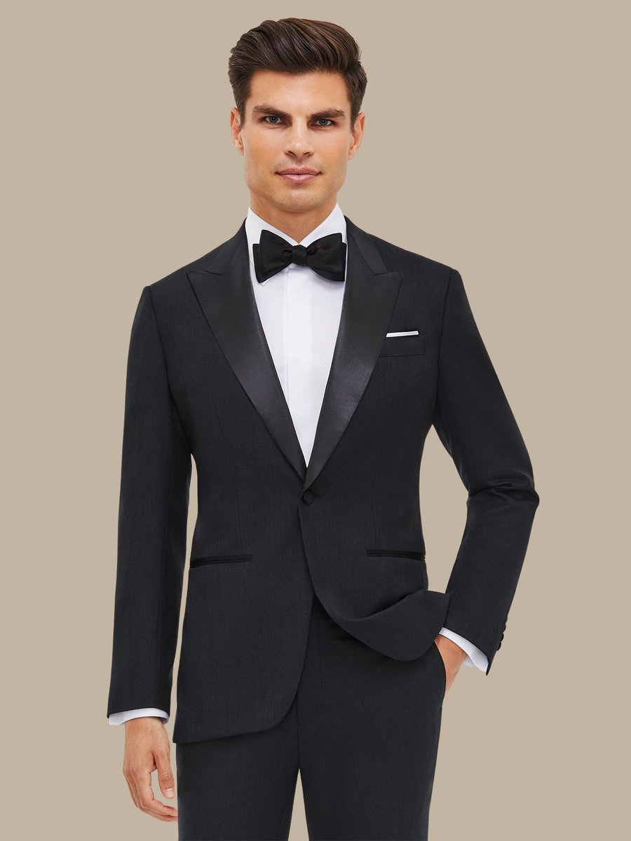 The Charcoal Prestige Tuxedo — garment photograph