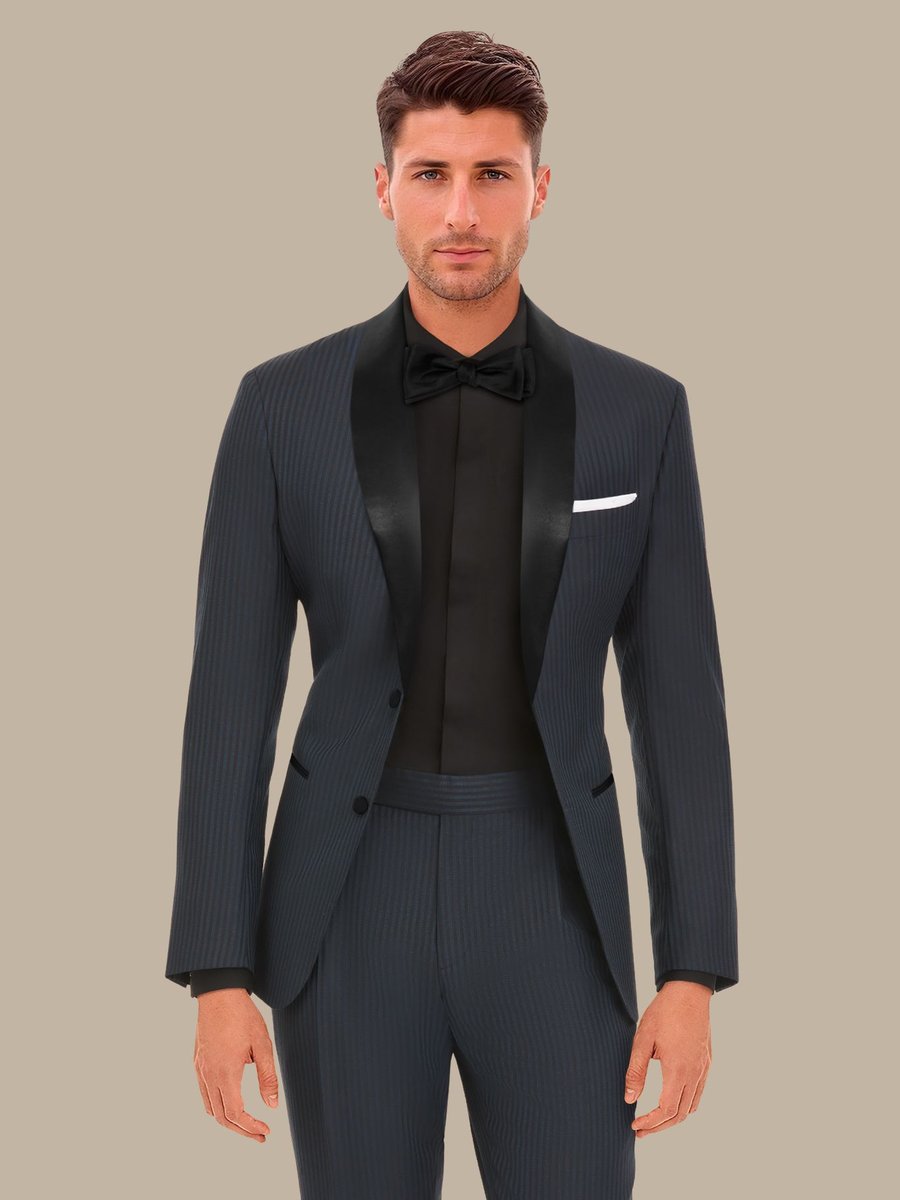 The Peacock Stripe Tuxedo — garment photograph