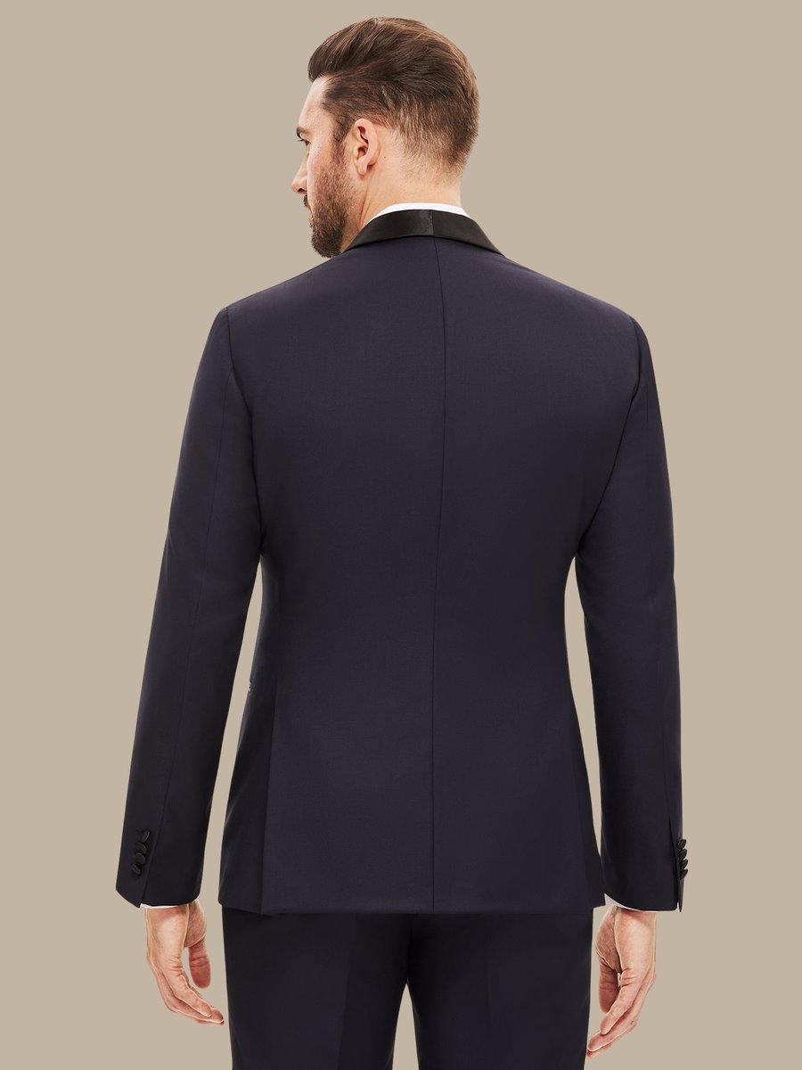 The Dark Navy Essential Three-Piece Tuxedo — garment photograph