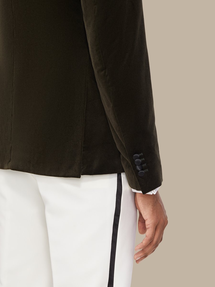 The Olive Velvet Dinner Jacket — garment photograph