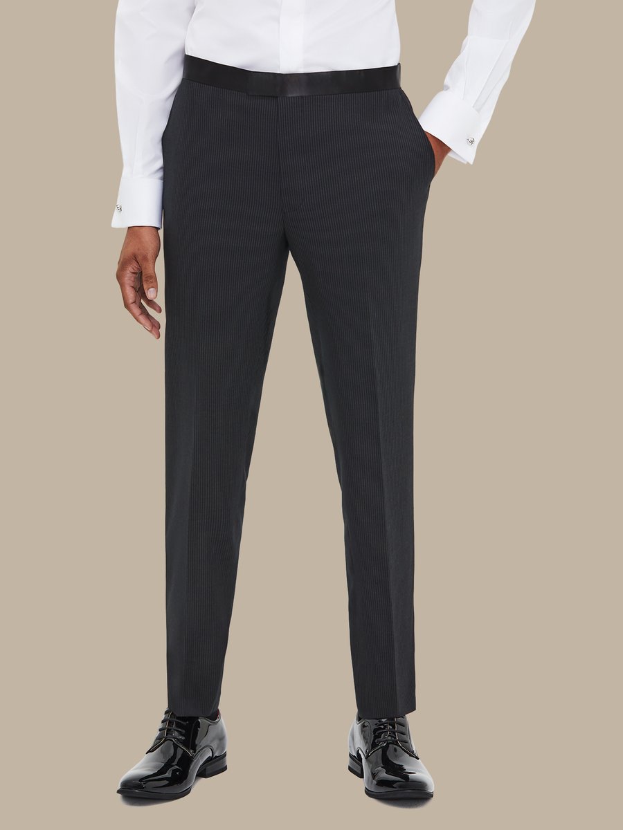 The Black Pinstripe Tuxedo Trousers — garment photograph