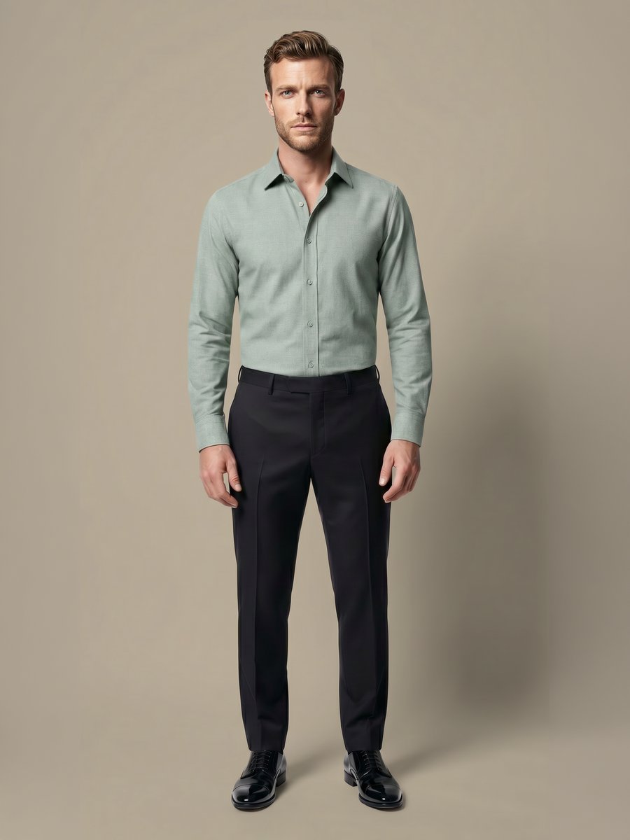 100's 2-Ply Green Shirt — garment photograph