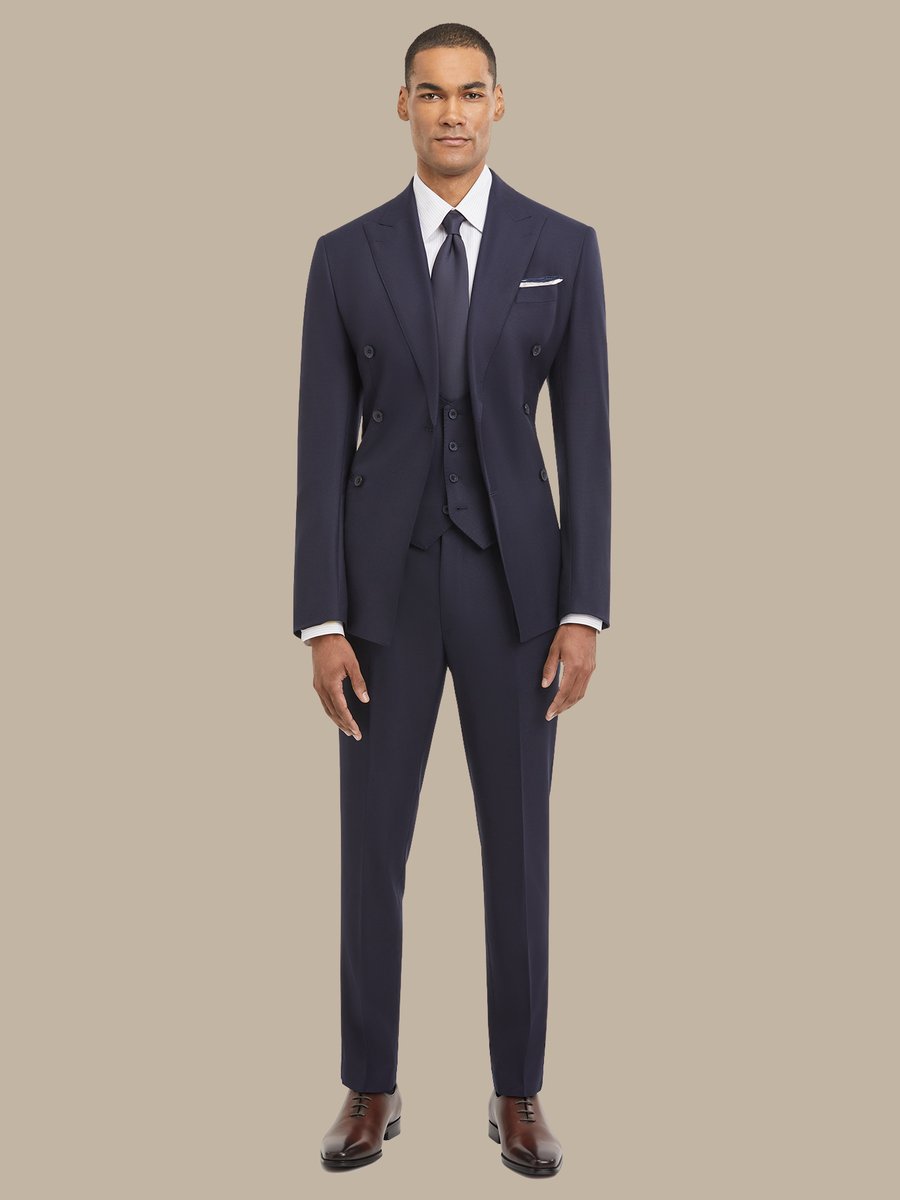 S180's Dark Blue Hopsack Three Piece Suit — garment photograph