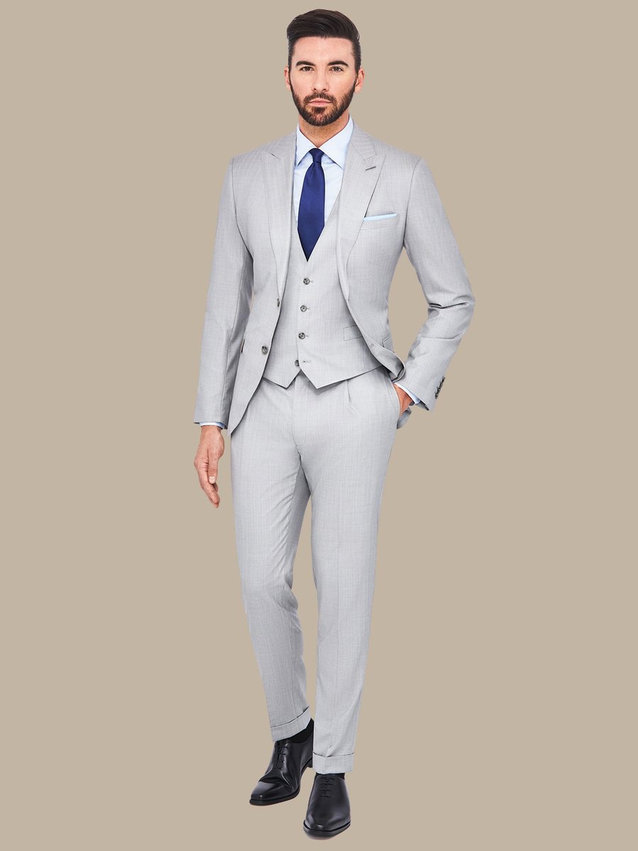 S200's Light Grey and Blue Herringbone Waistcoat — garment photograph