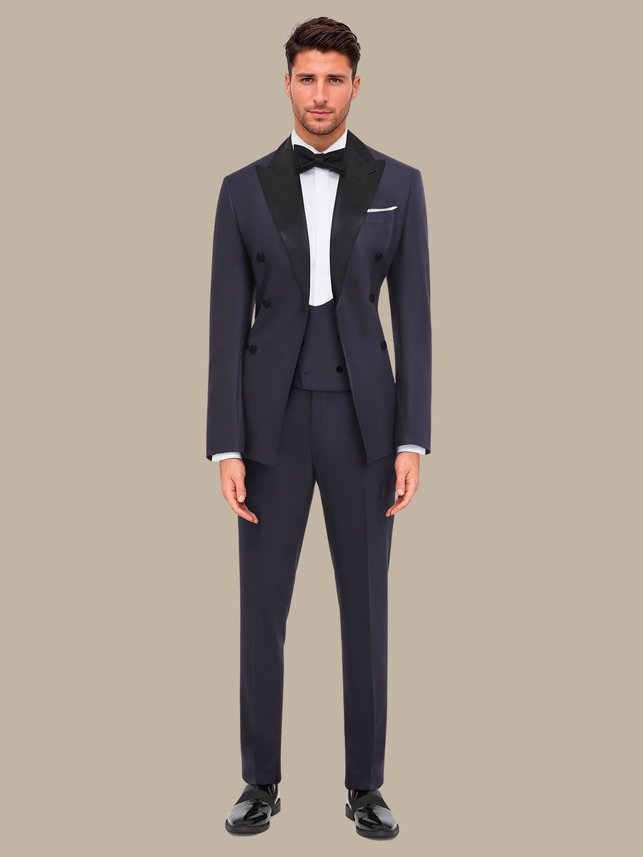 S180's Dark Blue Hopsack Tuxedo Waistcoat — garment photograph