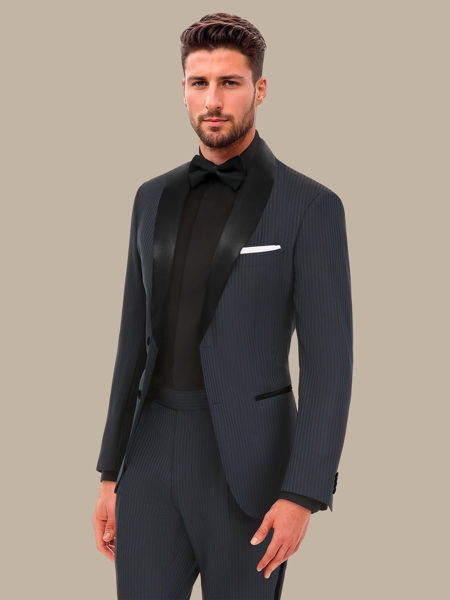 The Peacock Stripe Tuxedo — garment photograph