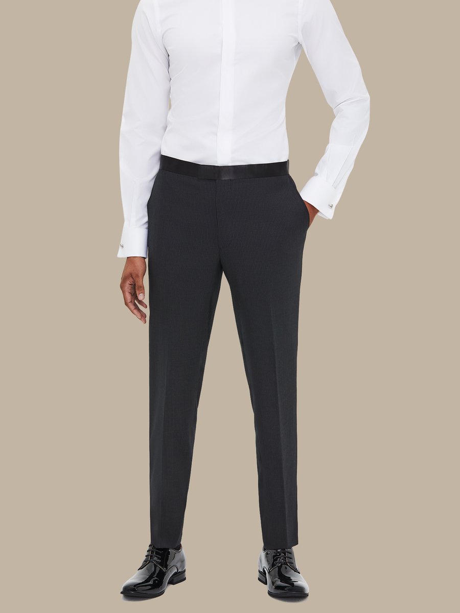 The Black Pinstripe Tuxedo Trousers — garment photograph