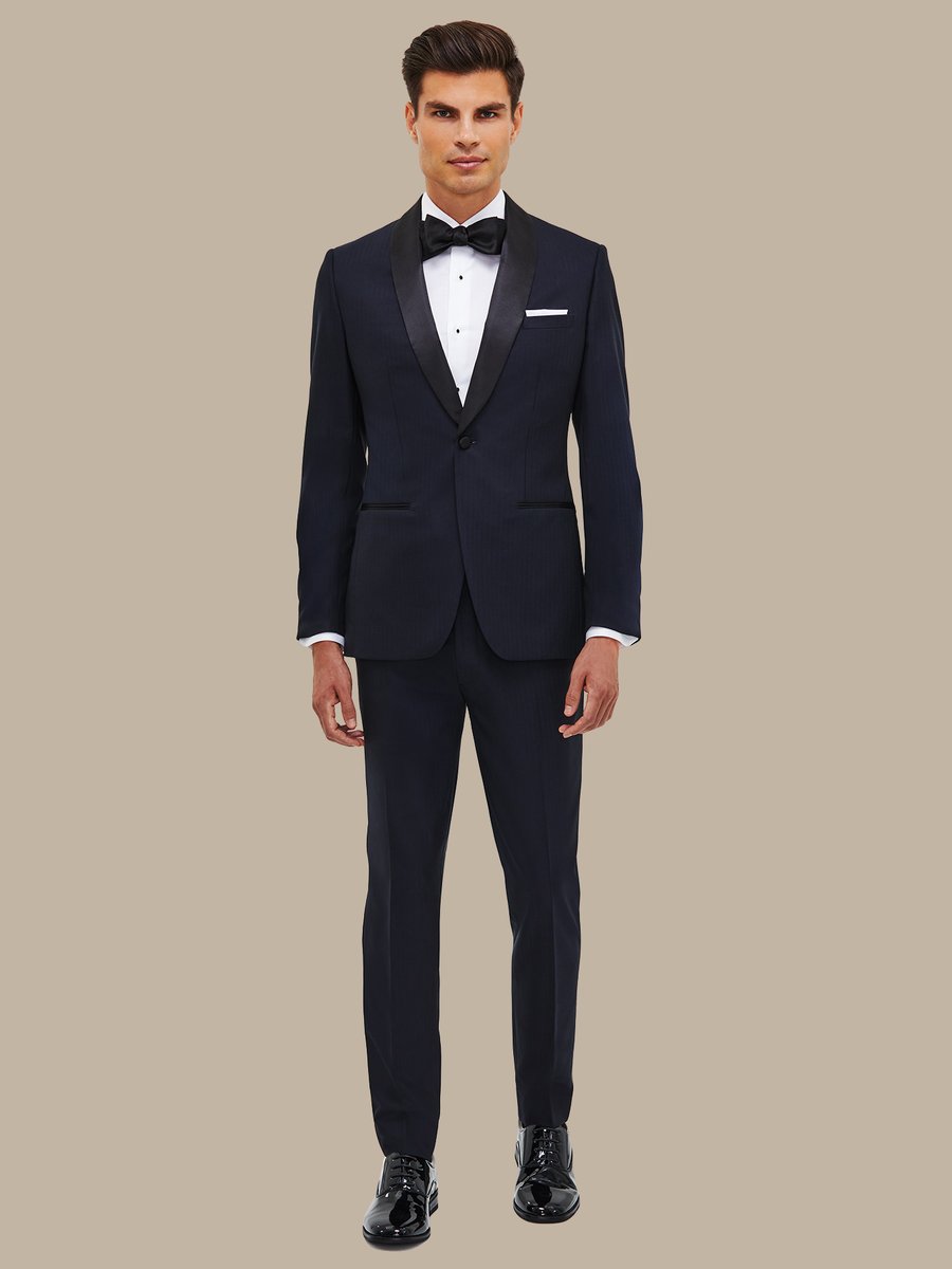 The Navy Herringbone Tuxedo — garment photograph