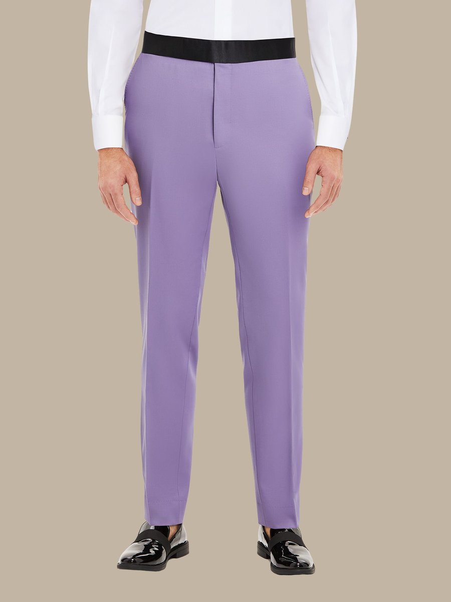 Superfine Merino Wool Lilac Tuxedo Trouser — garment photograph