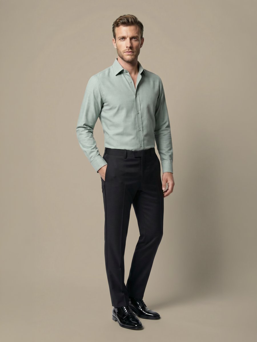 100's 2-Ply Green Shirt — garment photograph