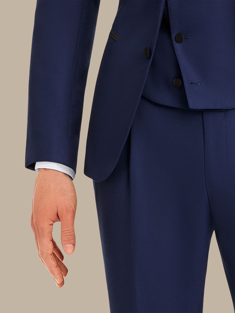 S180's Blue Hopsack Three Piece Tuxedo — garment photograph