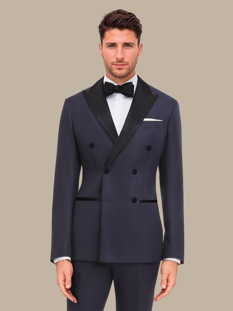 S180's Dark Blue Hopsack Dinner Jacket — garment photograph