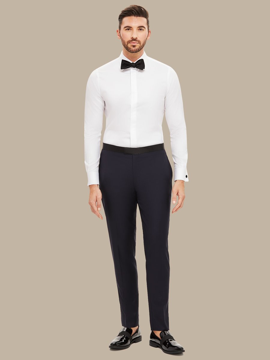 The Dark Navy Essential Tuxedo Trousers — garment photograph