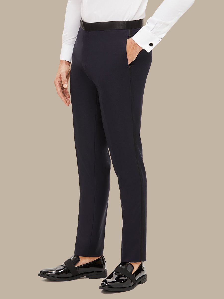 The Dark Navy Essential Tuxedo Trousers — garment photograph