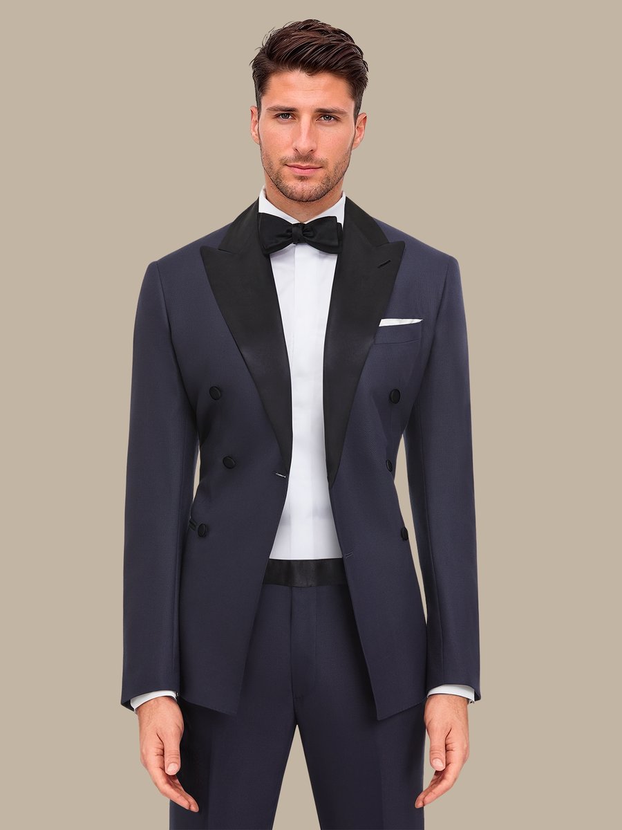 S180's Dark Blue Hopsack Dinner Jacket — garment photograph