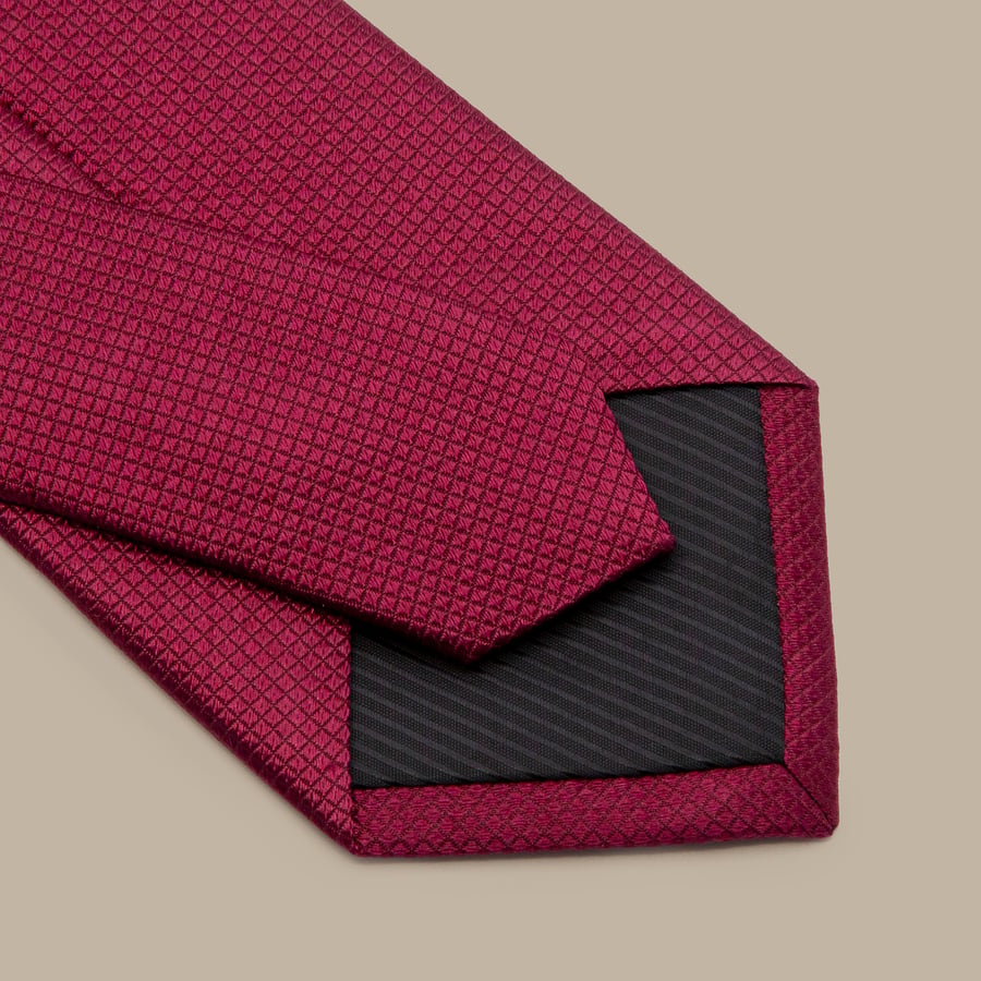 Burgundy Silk Graph Check Tie — garment photograph