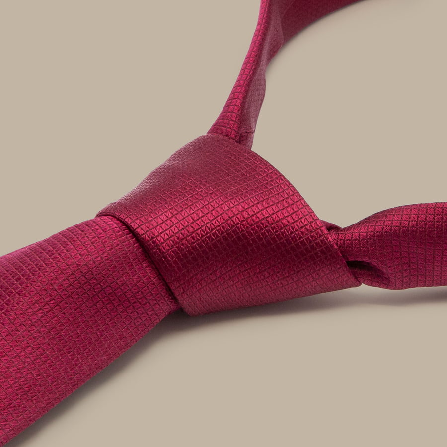 Burgundy Silk Graph Check Tie — garment photograph