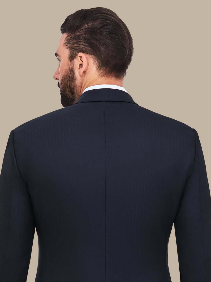The Navy Silk Herringbone Suit — garment photograph
