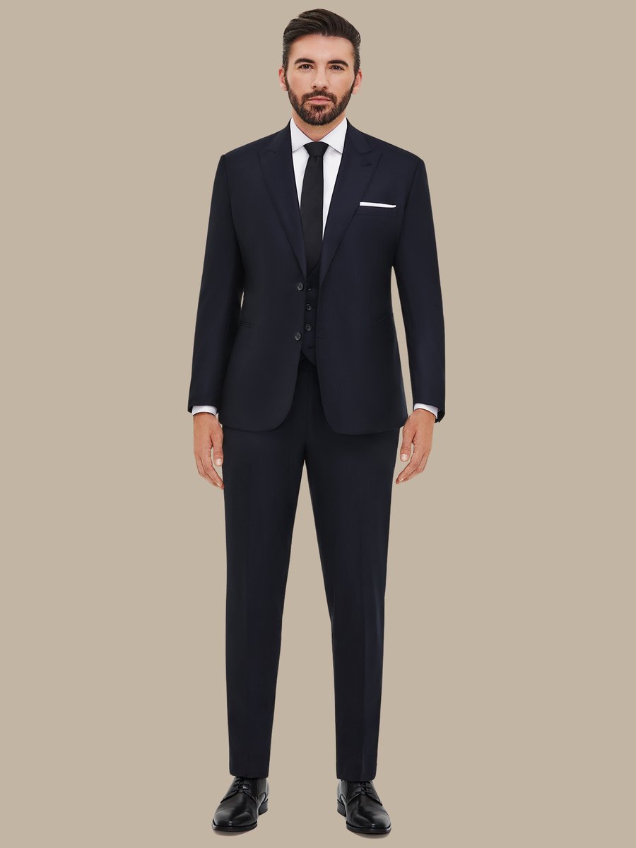 The Navy Silk Herringbone Three-Piece Suit — garment photograph