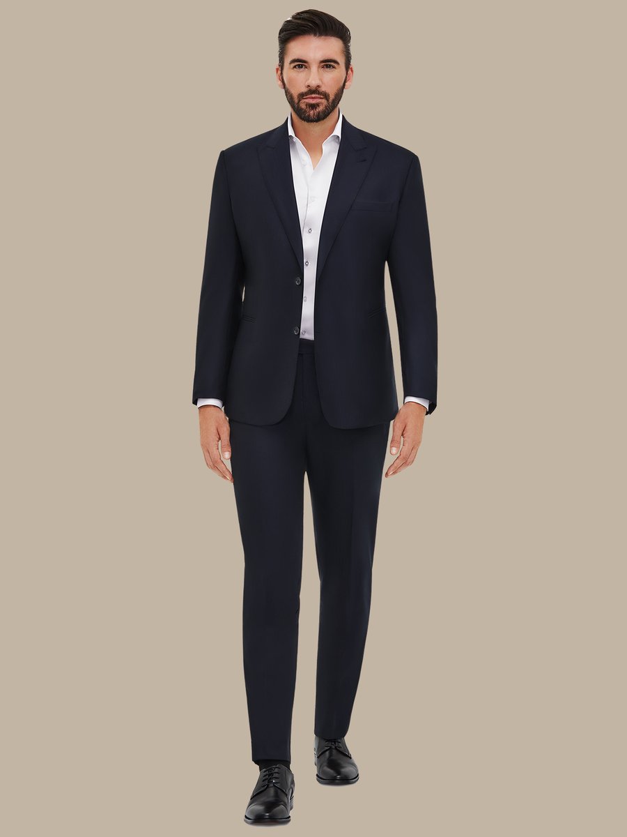 The Navy Silk Herringbone Trousers — garment photograph