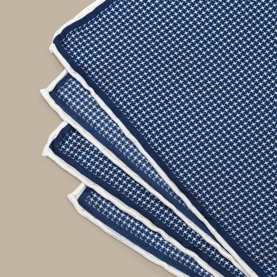 Silk Blue Grenadine Pocket Square - Handmade in Italy — garment photograph
