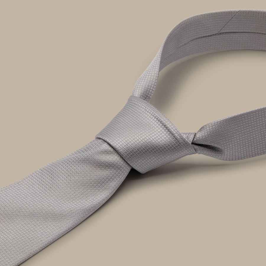 Silver Silk Graph Check Tie — garment photograph