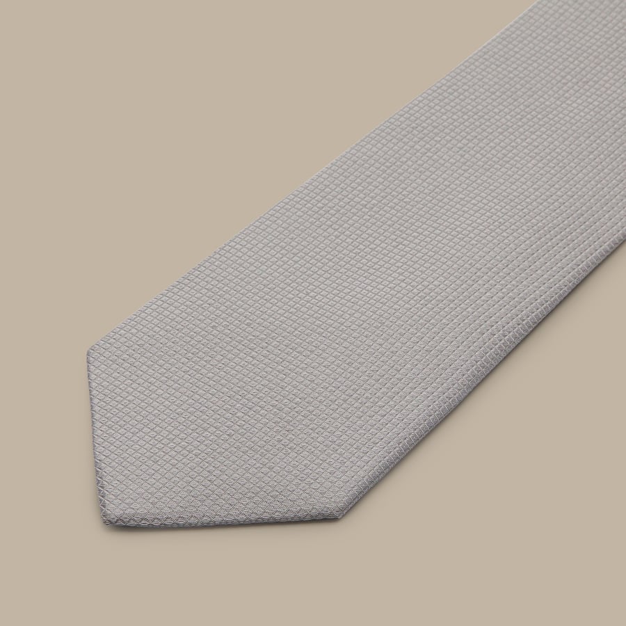 Silver Silk Graph Check Tie — garment photograph