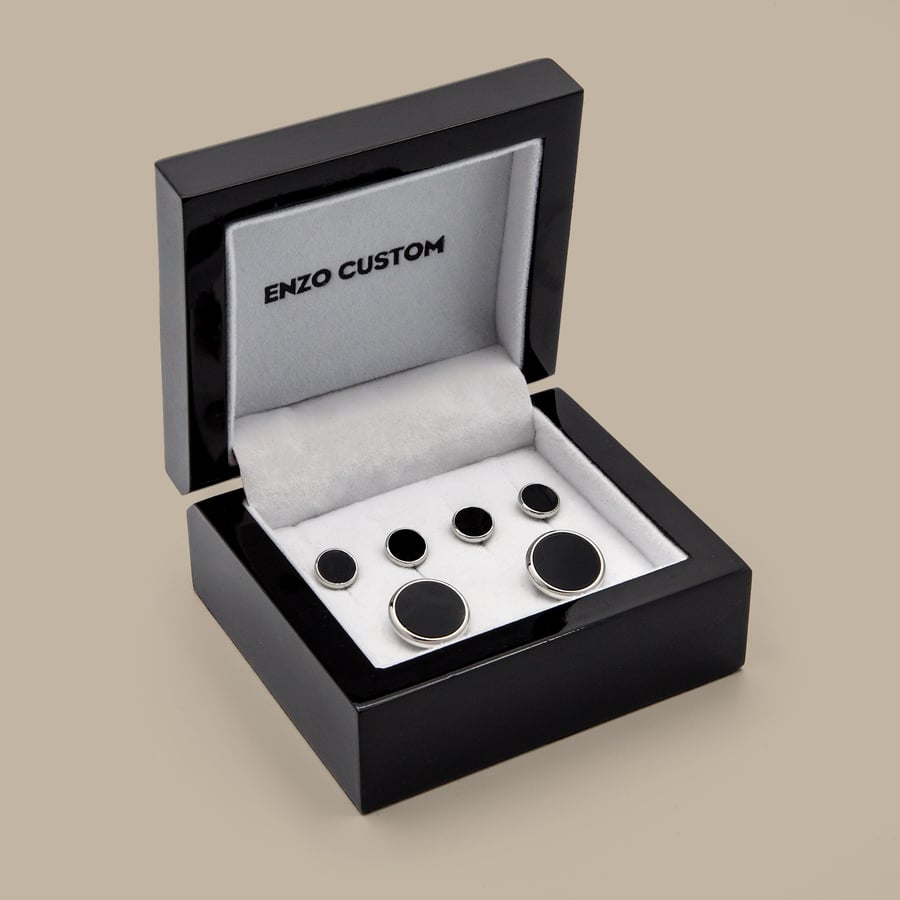 Tuxedo Cufflinks & Shirt Four Studs Set — garment photograph