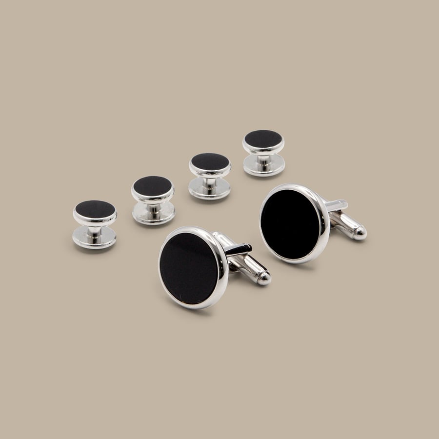 Tuxedo Cufflinks & Shirt Four Studs Set — garment photograph