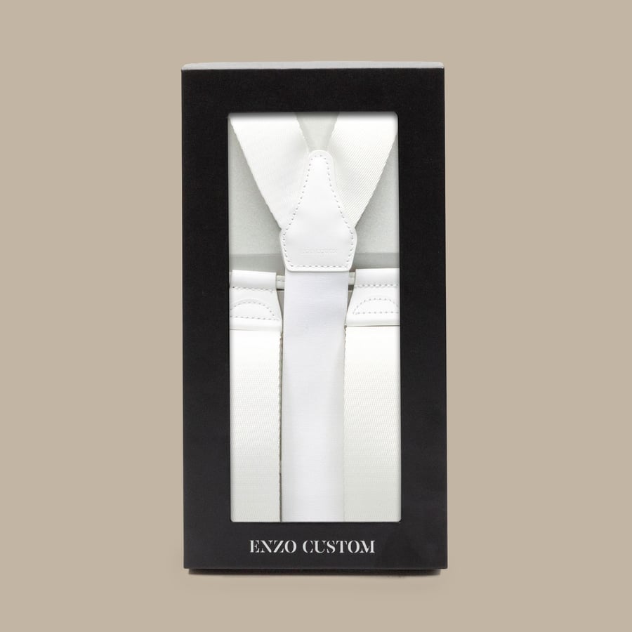 White Silk Suspenders — garment photograph