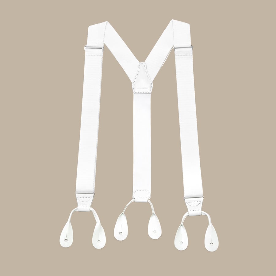 White Silk Suspenders — garment photograph